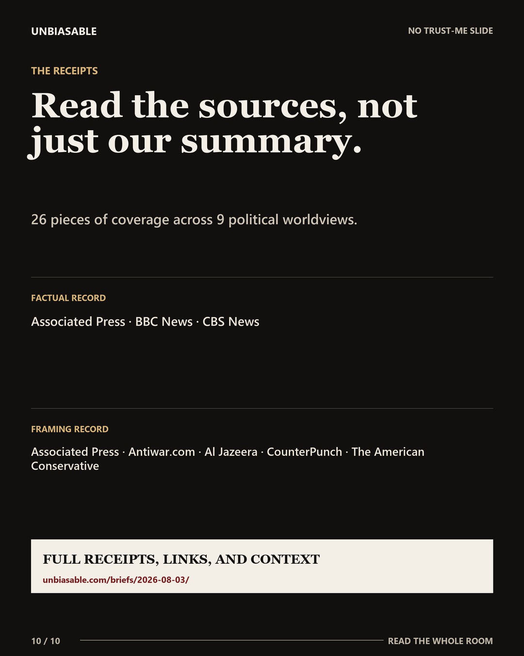 Source ledger for the selected story.