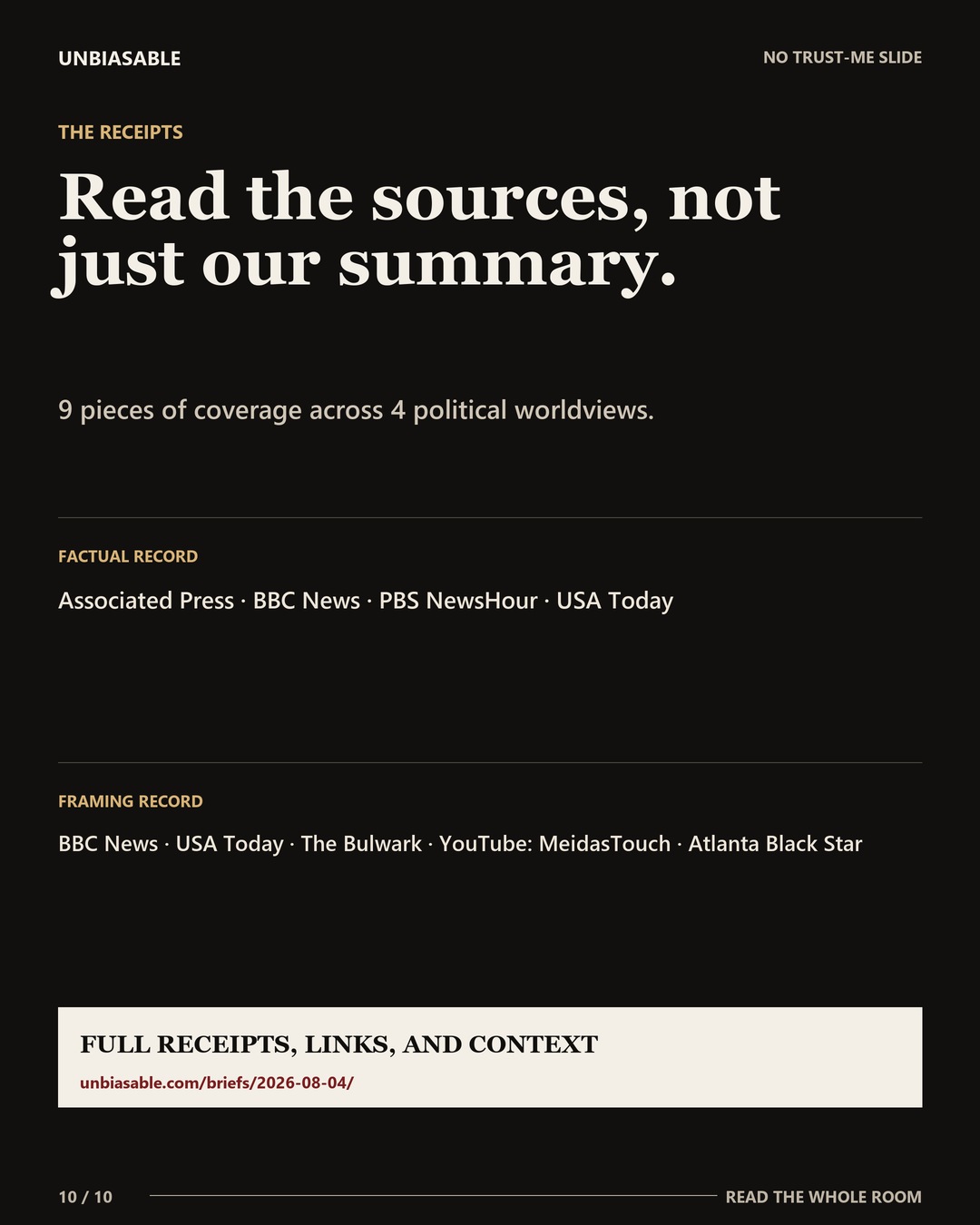 Source ledger for the selected story.
