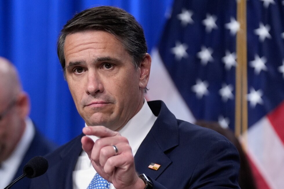 Acting Attorney General Todd Blanche speaks during a news conference on unaccompanied children at the Justice Department, June 11, 2026, in Washington. (AP Photo/Manuel Balce Ceneta, File)