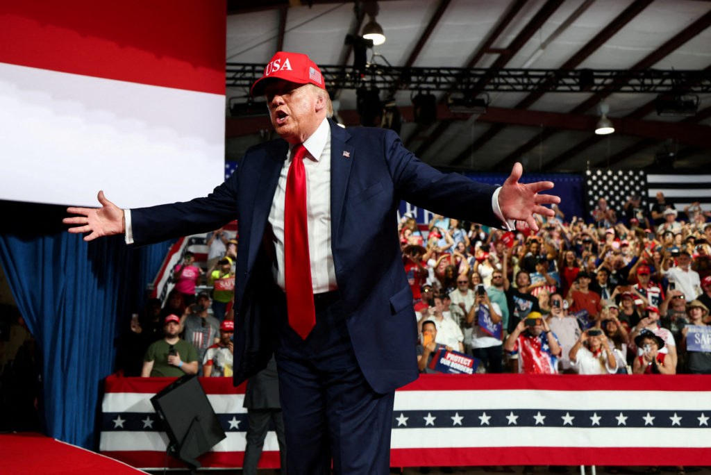 Trump tells a Nebraska rally to 'let them take out Los Angeles'